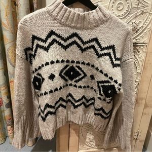 Grey & Black Geometric Print Sweater